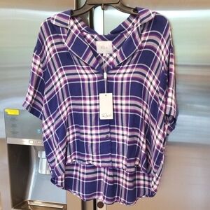 💕RAILS💕 Plaid Short Sleeve Button Down Top